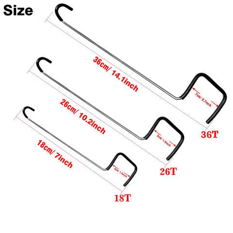 Three sizes of branch spreaders from the 20 Piece Fruit Tree Limb Spreader Set For Branch Support 10 Inch Spreader Tools shown with dimensions.