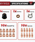 23Pc Plasma Electrode And Nozzle Kit For IPT-45 45A Plasma Torch Including parts and quantities displayed in diagram