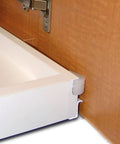 Self Adhesive Drawer Bumper Translucent 10 Pack for Cabinets and Rollout Shelves, installed on cabinet corner, no screws needed