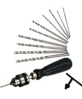 Compact Portable Hand Drill With Keyless Chuck And 10 Drill Bits 0.6-6mm Capacity Aluminum Alloy Body For On-The-Go DIY Projects