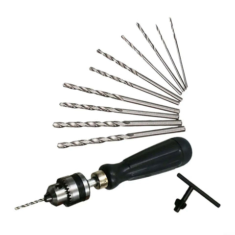 Compact Portable Hand Drill With Keyless Chuck And 10 Drill Bits 0.6-6mm Capacity Aluminum Alloy Body For On-The-Go DIY Projects