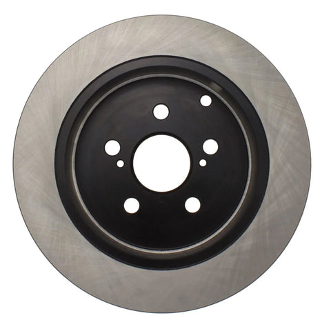 Centric Premium rear brake rotor, 120.44115; silver braking surface with black hub and five lug holes (front view).
