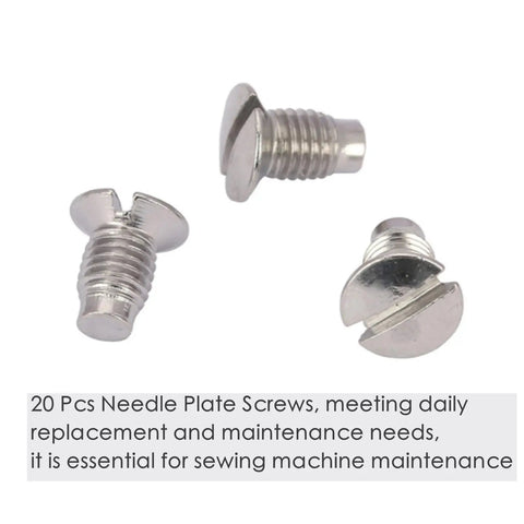 20 Pack TP Style Needle Plate Screws For Sewing Machines Replacement Hardware For Single Needle Units Compatible With Industrial And Home Models Standard Thread Durable Construction Easy Install Great Value Must-Have Kit, 3 silver screws