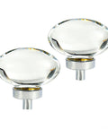 Two Pack Crystal Cabinet Knobs 45mm Diamond Cut Clear Glass Oval Egg Shaped Drawer Pulls With Alloy Base For Kitchen Cupboard Wardrobe And Office Furniture Sparkling Modern Upgrade