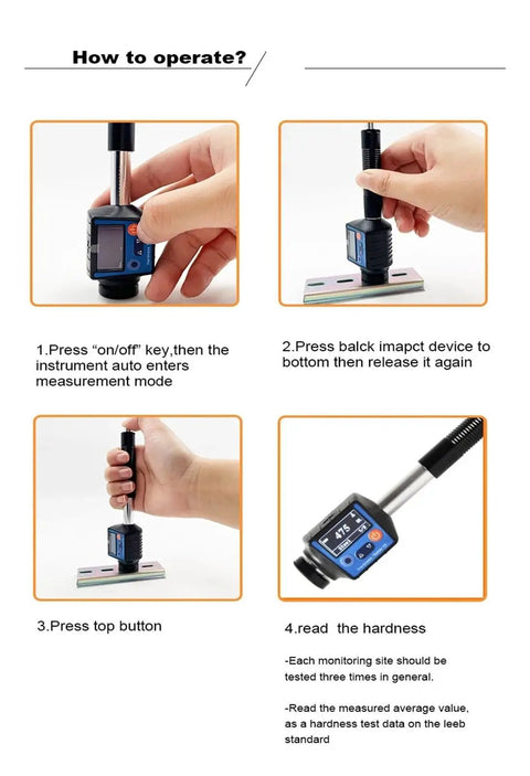 No Sweat Heavy Duty Digital Metal Hardness Tester Portable Leeb Scale Instrument With Cable Free Build And Bright Oled Panel For Reliable Stainless Steel Hrc Hrb Testing Around The Garage, operating instructions steps.