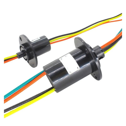 Pro Grade High Power Slip Ring Kit For Rotary Unions 12.5mm 22mm 30mm OD With 5A 10A 30A High Current Options 2 3 4 6 8 12 Channel Electrical Slipring System For Robotics Cameras And Industrial Gear, black flanged cable slip rings