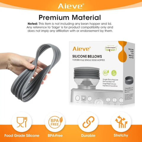 Silicone Bellow Replacement For Breville Barista Express And Compatible Espresso Machines Quick-Install Single Dose Hopper Upgrade Gray Fits Barista Pro Touch Smart Grinder Pro in packaging.