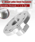 3 Inch Lathe Face Plate in 45 Steel for 1 Inch X 8 TPI Spindle, wood lathe faceplate with machined flats and mounting holes