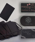 Pro Grade Thick Black Anodized Aluminum Business Cards 86x54mm 0.8mm Thick Set Of 15 With Frosted Protector Sleeves displayed in various designs