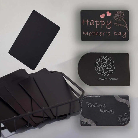 Pro Grade Thick Black Anodized Aluminum Business Cards 86x54mm 0.8mm Thick Set Of 15 With Frosted Protector Sleeves displayed in various designs