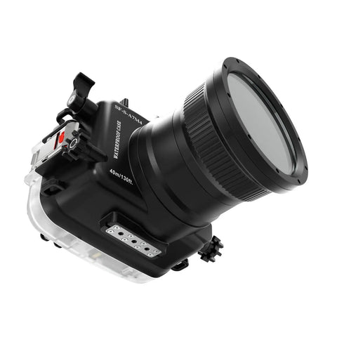 Underwater Housing For Sony A7 IV With FL16 55 Flat Port 40 Meters 130 Feet Dive Ready Waterproof Case in sleek black