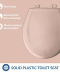 Slow Close Toilet Seat With Easy Clean Hinges Durable Plastic Round Venetian Pink Made In USA A Cozy Yet Practical Bathroom Upgrade For Quiet Close Lids And Simple Cleaning Easy Install No Tools Needed