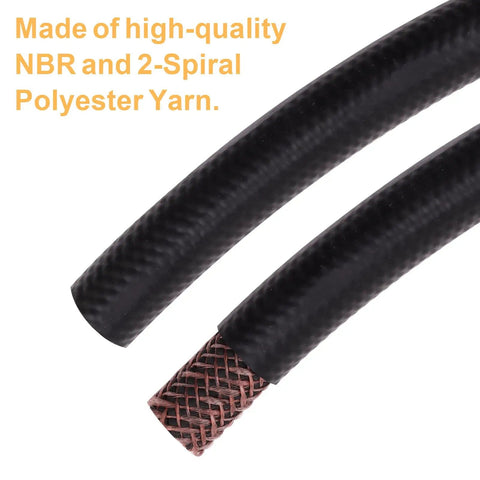 Rugged NBR Fuel Line Hose Half Inch ID Push On For Small Engines Gas Oil Coolants with visible 2 spiral polyester yarn
