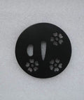 Dope Samurai Sword Tsuba Fuchi Kashira Menuki Iron Set TDZH02 showing classic round tsuba with floral cutout design and 3.14in guard.