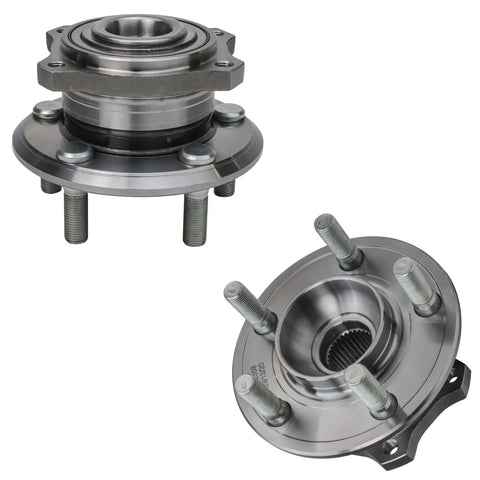 Beefed Up 4 Piece Front And Rear Wheel Bearing Hub Assembly Kit For 2008 To 2014 Dodge Challenger, 2009 To 2014 Charger, And 2009 To 2014 Chrysler 300, 5 Lug, Includes 2 Front Hubs And 2 Rear Hubs shown with 5-lug configuration