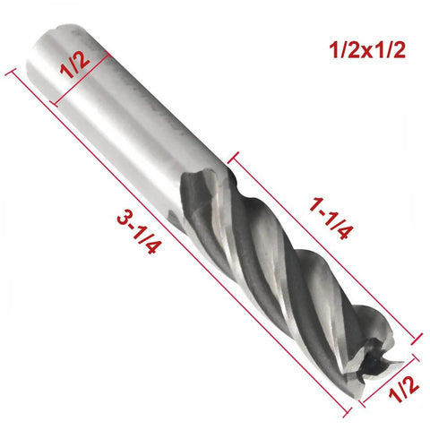 End mill cutter, Luomorgo, square-nose, 1/2 in diameter, straight shank, 5pcs