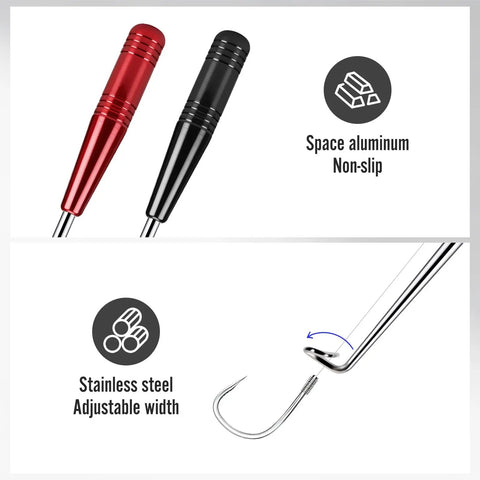 Grab And Go Fishing Pliers Set With Two Magnetic Hook Removers showing aluminum non-slip handles and stainless steel hook