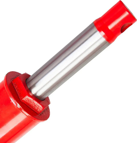 Close-up of Heavy Duty Hydraulic Long Ram Jack With Dual Piston Pump And Clevis Base For Garage And Shop Lifts 8 Ton Capacity 16000 Pounds