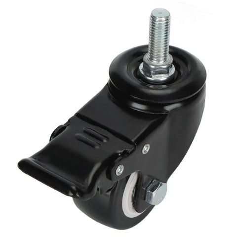 Built Tough 25 Inch Swivel Caster Wheel With Snappy Lock Brake And Twin Bearings For Heavy Duty Cart Furniture Trolley Low Noise Poly Roller M12 Mount side view