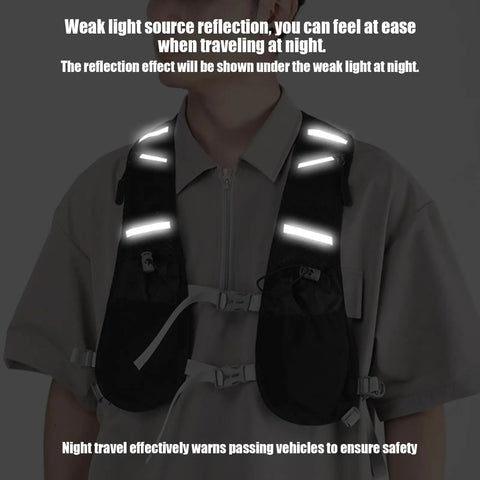 Hydration Running Vest With Two 500ml Bottle Holders, Lightweight Breathable Trail Pack For Men Women, Reflective Safety Stripes