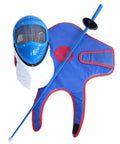 Totally Kid Friendly Fencing 3 Piece Practice Gear Set With Plastic Mask And Chest Protector For Foil Epee Sabre Training Blue