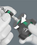 Hands using Kraftform Kompakt 400 RA 17-Piece T-Handle Ratcheting Bit Set With Built-In Ratchet And Reversible Drive