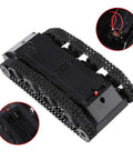 Lightweight Shock Absorbing Plastic Tank Chassis With 130 Motor, 3V-7V Power Range, showing black tank base with wires.