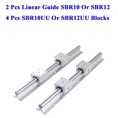 Premium Compatible SBR Rail Open Linear Bearing Block Kit For Desktop Printer Frames And Compact DIY Routing Machines With Multiple Preshot Lengths From 250mm To 1000mm To Handle Any Heavy Load And Stroke Requirement On Your Next Custom Build, 2 rails 4 blocks