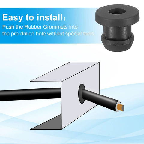 Top Hat Rubber Grommets For Wiring 7mm Drill Hole Inner Diameter 3/16 Inch, Outer Diameter 11mm, demonstration of installation