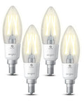 Zigbee Smart Light Bulbs 4 Pack With Hub Required shown as B11 candelabra, Soft White 40W equivalent, for SmartThings and Echo hub