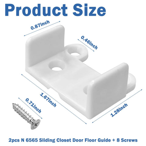 2 Pack Sliding Closet Door Floor Guides For 1 3 8 Inch Doors White Includes 8 Screws N 6565 Replacement Part Durable Easy Install Kit For Smooth Operation And Long Lasting Performance.