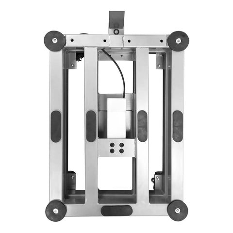 Heavy duty steel frame of Rock Solid Heavy Duty Industrial Bench Scale 500 Lb Capacity with cushioned casters for smooth mobility.