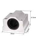 Front view of SCS25UU 25mm Bore Linear Ball Bearing Slide Block with dual seals and durable 76x67x51.5mm housing for CNC and linear rails