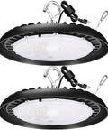 2 Pack LED High Bay Light With US Plug, 6 Ft Cord, 120V 150W, 19500 Lumen 5000K Daylight, HID HPS Equivalent, UL IP65 Commercial Warehouse Lighting For Workshop Garage Gym Factory, Plug And Play, Non Dim