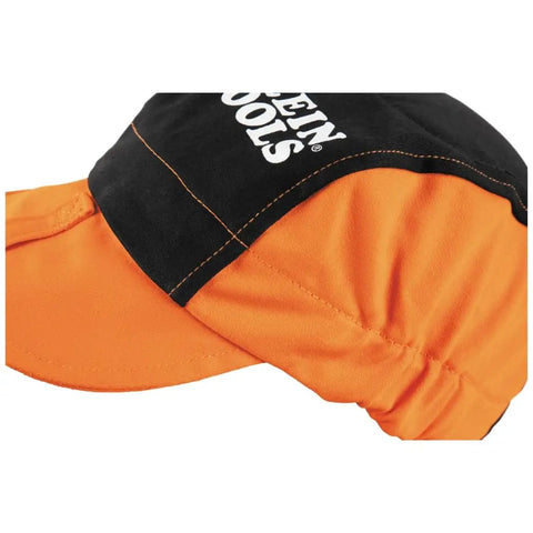 Flame Resistant Welding Cap With Wide Neck Bill Sweat Absorbing Padding FR Cotton Safety Hat For Welders Orange And Black Secure Fit