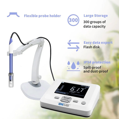 Benchtop pH Meter With 3-In-1 pH Temp Electrode, 0.01 pH Accuracy, Auto Calibration With Handy No-Fuss Guide, Auto Temperature Compensation