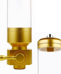 Wall Mounted Coffee Bean Dispenser With Clear Acrylic Jar For Busy Cafes And Brew Spots Detachable Sealed Hopper Keeps Beans Fresh No Fuss Wipe Down Large 5100g Spot Ready Setup, featuring golden accents and a split design.
