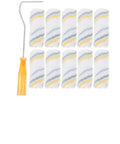 Ready To Roll Mini Paint Roller Brush Kit With Quick Swap Covers For Doors Baseboards And Window Trim Professional Wall Painting Tool That Makes Painting A Breeze with orange handle and replacement covers.
