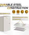 IP66 Waterproof Steel Electrical Enclosure Box, 20 X 12 X 10 Inches, Wall Mounted Metal Box With Mounting Plate, durable steel