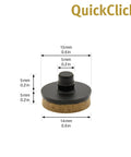 QuickClick Felt Gliders For Furniture And Chairs Replacement Set Of 8 Interchangeable 15 mm Diameter Easy Install For Smart Bases SYNO Felt Water Resistant Made In Germany showing size dimensions.