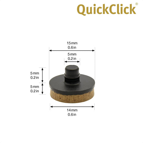 QuickClick Felt Gliders For Furniture And Chairs Replacement Set Of 8 Interchangeable 15 mm Diameter Easy Install For Smart Bases SYNO Felt Water Resistant Made In Germany showing size dimensions.