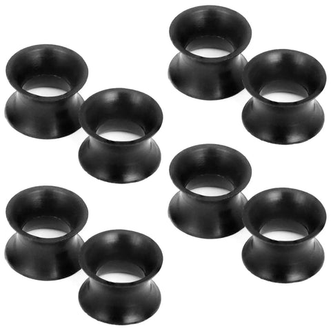 Set of 4 pairs Black Silicone Ear Gauges Tunnels Plugs 00G 10mm Ultra Thin Flexible Dope Set Of 4 Pairs Double Flared