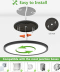 4 Pack 12 Inch LED Flush Mount Ceiling Light 28W 5000K Daylight 3200 Lumens Low Profile Black Round Ceiling Fixture installation diagram