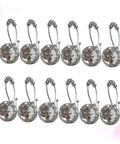 12 Pack Glide Shower Ring Hooks for Curtain and Liner, Easy No Fuss Swap with Separate Bottom Hooks, Stainless Steel White Finish