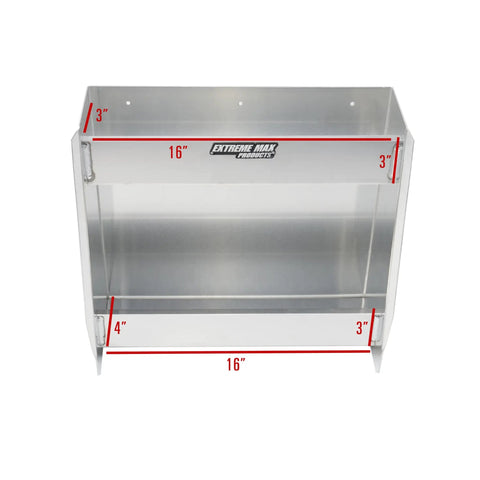 Wall Mount Aluminum Two Shelf Open Storage Cabinet for Race Trailer Garage Shop Enclosed Trailer Toy Hauler Silver Easy Install Lip Edges and Pre Drilled Mounting Holes with measurements