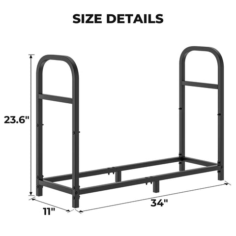 34 Inch Firewood Rack With Log Carrier Bag For Outdoor And Indoor Use Beefy Heavy Duty Metal Fire Wood Holder Rustproof Storage