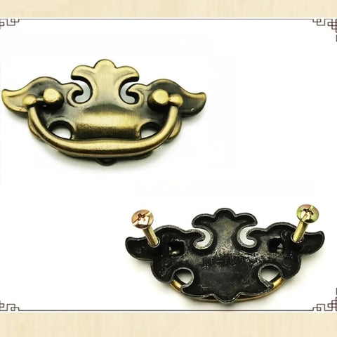Bronze Drawer Pulls Kit, 2.4 Inch Hole Pitch Easy Install European style zinc alloy cabinet hardware front and back view with screws