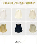 Regal Basic Shade Color Selection featuring Deep Empire Lamp Shade in eggshell, white, beige, antique gold, black, linen beige.