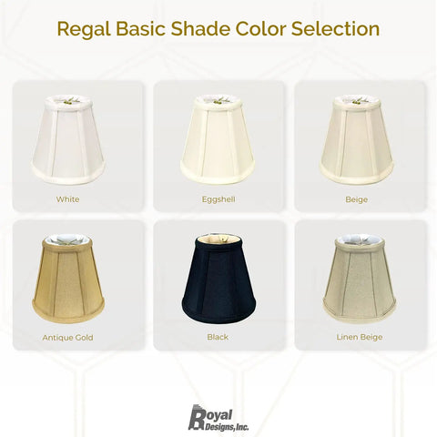 Regal Basic Shade Color Selection featuring Deep Empire Lamp Shade in eggshell, white, beige, antique gold, black, linen beige.