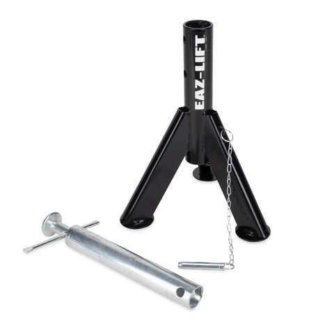 Built Tough Telescopic Rv Jack Set Of Two Adjusts Easily Between 16 And 30 Inches Quick Grip Pin Design shown with galvanized steel post.